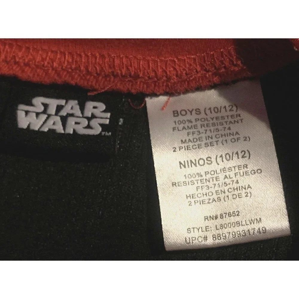Star Wars Boys Pajama Shirt Top Size 10/12 First Order Darth Vader Red Black